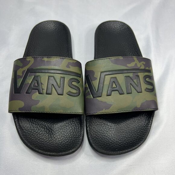 Vans Men's Camo Slides Slip-On Sandals Black Green Brown Size 7 - Picture 2 of 9
